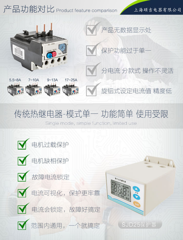 SJD25数字式热继电器/电动机综合保护器2-25A